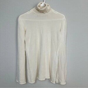 Yves Saint Laurent Cream Turtleneck Sweater Bell Sleeves XL